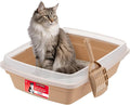 IRIS USA Cat Litter Box, Open Top with Scoop, Easy Clean Plastic Pan for Indoor Cats & Kittens, Beige
