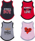 4 Pack Dog Shirts Summer Printed Puppy Clothes Novel Sleeveless Pet T Shirts Dog Clothes for Small Medium Dogs Cats Boy(S)
