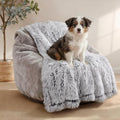 Luciphia Large Waterproof Dog Blanket Pet Washable Liquid Proof Furniture Protector Medium Shaggy Plush Calming Long Faux Fur Bed Cover for Couch Cat Blankets Kitten Doggy, Mist Grey, 40" x 50"