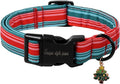Christmas Dog Collar, Unique Style Paws Red Green Strips Dog Collar for Christmas Comfortable Red Pet Collar with Lightweight Plastic Buckle for Holiday, Fancy Dog Gift
