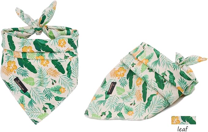 ARING PET Summer Dog Bandanas, Autumn Leaf Floral Kerchief Triangle Bibs Scarf for Puppy Small Medium Large Boy Girl Dogs Cats-L