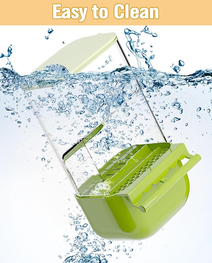 BNOSDM No Mess Bird Cage Feeders Automatic Bird Feeder Parrot Cage Accessories Transparent Seed Food Container with Perch for Finches, Parakeets, Budgies, Lovebirds, Cockatoos, Canaries (Green)