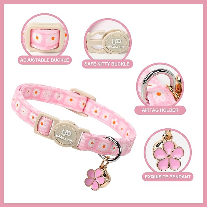 Cat Collar, Pack of 2 Summer Kitten Collars-Cute Lime and Strawberry Pendants-Breakaway Kitty Collars,Cat Collar with Bell, for Girl & Boy Cats