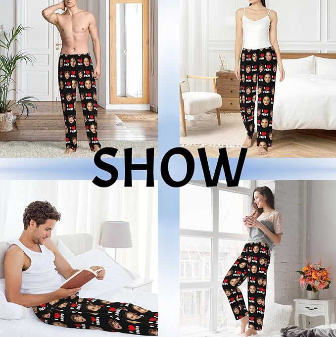 Custom Pajama Pants with Face customized PJ Pants Christmas Valentine gifts for Men Women