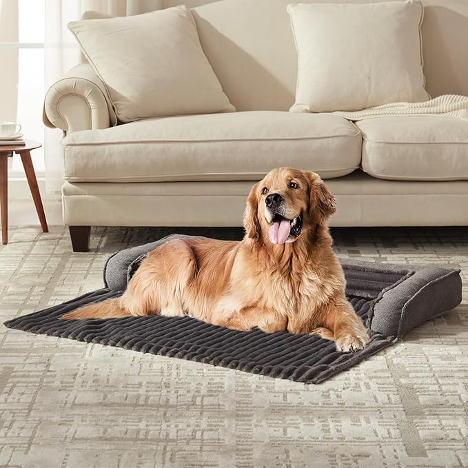 WINDRACING Luxury Dog Couch Bed, Washable Calming Dog Couch Cover, Couch Protector for Dogs, Waterproof Sofa Bed, Pet Bed Mats for Sofa, Pet Sofa Covers Grey(2XL 53x39.3x6 inch)