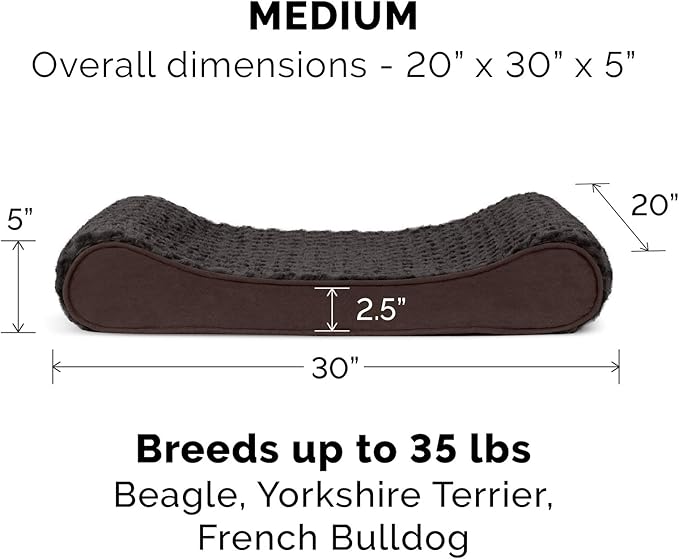 Furhaven Replacement Dog Bed Cover Ultra Plush Faux Fur & Suede Contour Luxe Lounger, Machine Washable - Chocolate, Medium