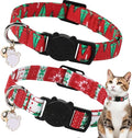 Unique style paws 2 Pack Christmas Kitten Collar Breakaway with Bell & Pendant, Adjustable Safety Cat Cotton Collars for Girl Boy Cats and Small Pets