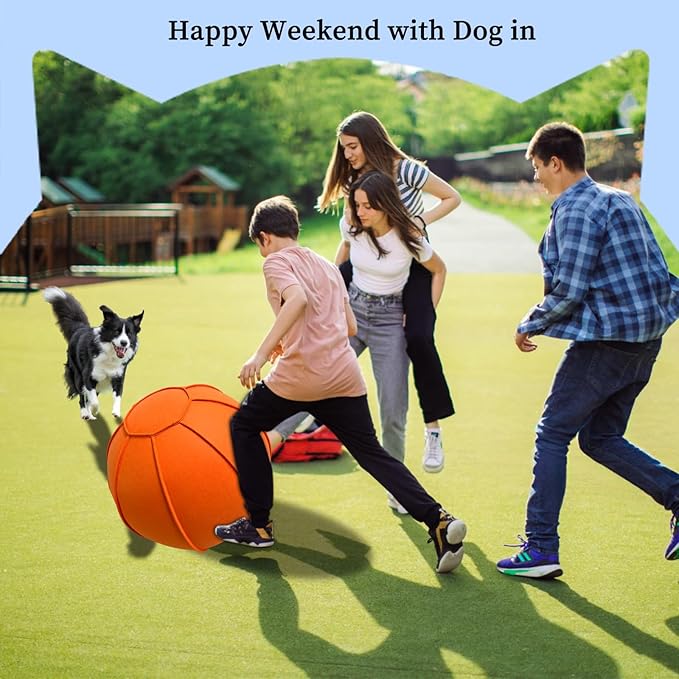 Herding Ball for Dogs, Dual Layered Herding Dog Ball Set for Australian Shepherd, Cattle, Collie, for Dog, Agility Equipment- Free Training Book (Orange, 24 inch)
