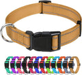 TagME Reflective Nylon Dog Collars, Adjustable Classic Collar with Quick Release Buckle for Extra Large Dogs, Khaki, 1¼" Width