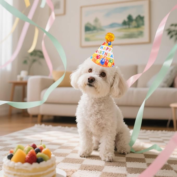 6pcs/Pack Dog Birthday Hats Party Hats for Small MediumPuppies Doggie Cats Boy Girl Birthday Costume Accessories
