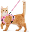 Cat Harness and Leash for Walking Escape Proof Soft Adjustable Cat Leash Breathable Comfortable Vest Easy to Wear Kitten Harness for Outdoor Travel Pink XS A