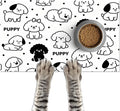 Puppy Pattern Pet Feeding Mat 24x16 Inch Cute Pet Feeding Area Mat Pet Food Mat Pet Mats for Food and Water Dog Mat for Food and Water Indoor Feeding Corner Kitchen Floor Decor