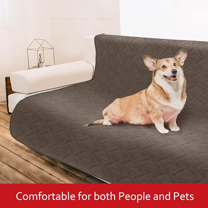 Moonsea Waterproof Blanket Dog Bed Cover with Non-Skid Bottom, Couch Cover for Dogs, Mattress Protector Furniture Protector, Bed Couch Sofa(52" X 82"), Chocolate