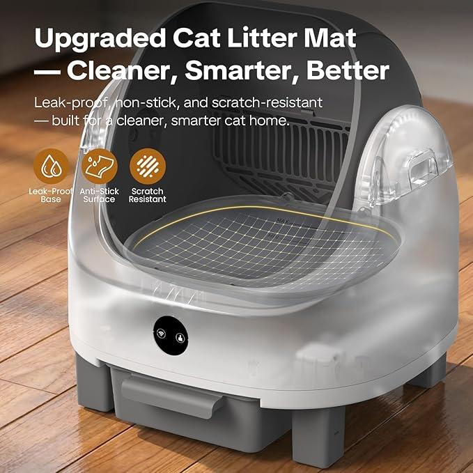 OROLEY Open-Top Automatic Cat Litter Box, Self-Cleaning Litter Box with APP Monitoring, 96L Extra Large Capacity, Odor Control System, Infrared Safety Protection, Litter Box for Multiple Cats (Gray)