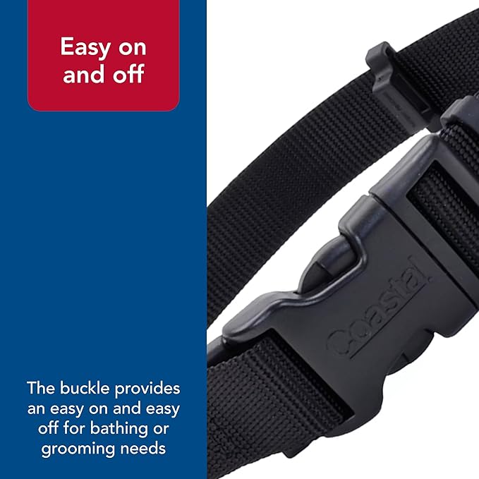 Coastal Pet SecureAway Collar Protector for Flea Collars - Adjustable pet Accessory - Protective Flea Collar for Dogs & Puppy - Black, 5/8" x 10-14"