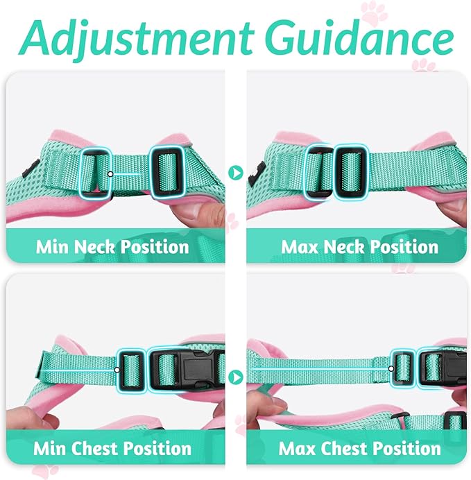 rabbitgoo Cat Harness and Leash for Walking, Escape Proof Soft Adjustable Vest Harnesses for Cats, Easy Control Breathable Reflective Strips Jacket, Green&Pink, XXS