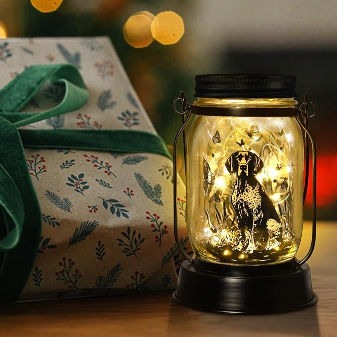 German Shorthaired Pointer Gifts for Women/Men, Pet Solar Lanterns German Shorthaired Pointer Lover Lantern Pet Loss Dog Memorial Lights Solar Garden Decoration for Yard,Patio,Torches Light Home Decor