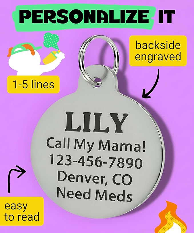 Bad Tags Personalized Dog and Cat ID Tags in 25+ Designs and 2 Sizes - 5 Lines of Custom Engraved Text - Funny Cute Personalized Pet Tags (Socially Impaired, Small (1 inch))