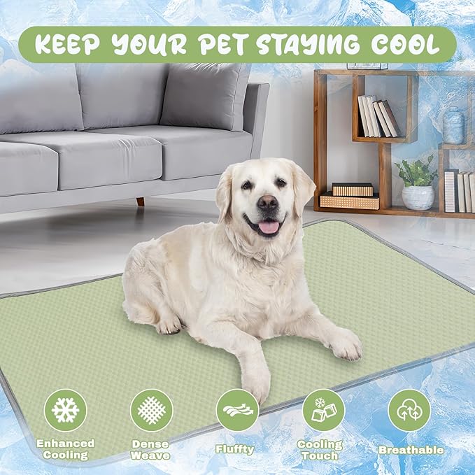 Summer Dog Cooling Mat Washable Ice Silk Self Cool Pad for Small Medium Large Dogs and Cats, Pet Sleeping Pad for Crate, Bed, Indoor & Outdoor Floor, Car Seats