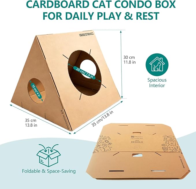 Modular Cardboard Cat Condo System, Triangle Cat Tunnel Module, Foldable Stackable DIY Cat House for Indoor Cats