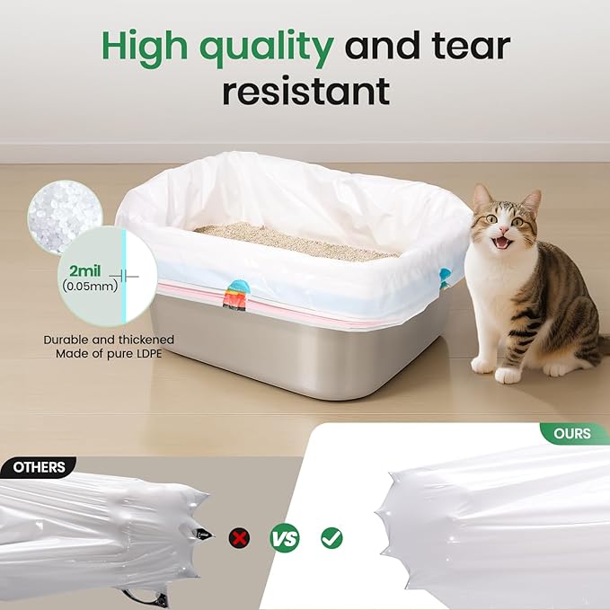 7-Day Sifting Litter System Bags, Heavy Duty Thickened Liners 37x18 Inch (14 Pack), Fits Standard Litter Boxes.