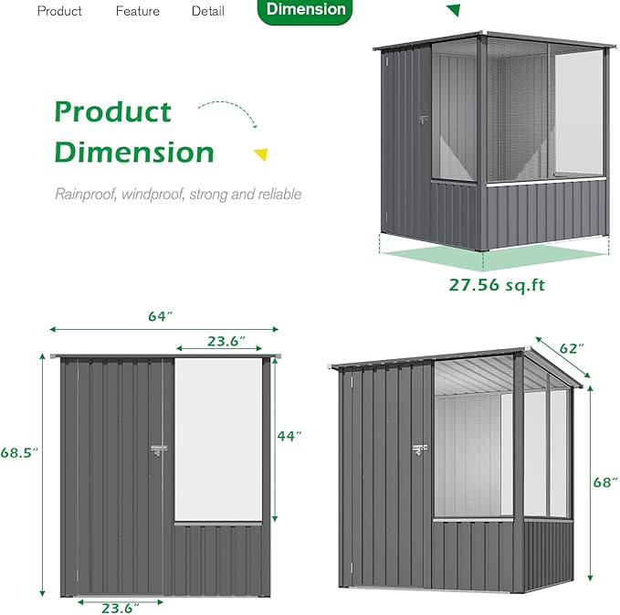 AECOJOY 5 x 5 FT Outdoor Large Bird Cage, Parrot Cage with Lockable Doors and Ventilated Mesh, Walk-in Aviary Cage for Macaws Canaries Parrots Budgie and Lovebirds