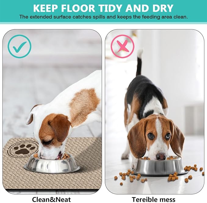 Pet Feeding Mat for Floors Waterproof Dog Mat for Food and Water Absorbent Quick Dry Non Slip mat for Cat Bowls