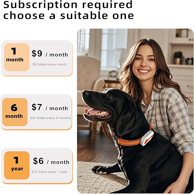 ROTX Dog GPS Tracker Real-time Tracker Alerts Virtual Fence Location Dog Cat Collar Attachment of Random Color Subscription Required for Pet Over 11.06lbs Waterproof IP67 Health & Wellness Black