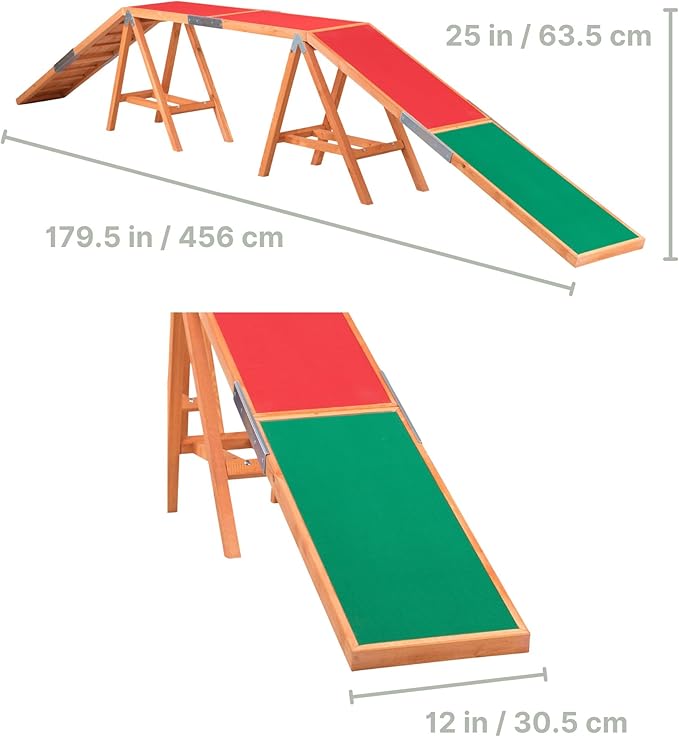 Trixie Dog Agility Walk and Ramps – Dog Obstacle Training Equipment Training Equipment for Indoor and Outdoor Use – 179.5 × 11.8 × 25.2 in