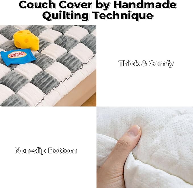 FUNNY FUZZY Pet Couch Covers for Sofa, Couch Covers for Dogs Washable Dog Couch Cover Protector Cream-Colored Furniture Sofa Covers for Dog Handmade Pure Cotton Pet Bed Mat (Grayish Blue, 27.6"×70.9")