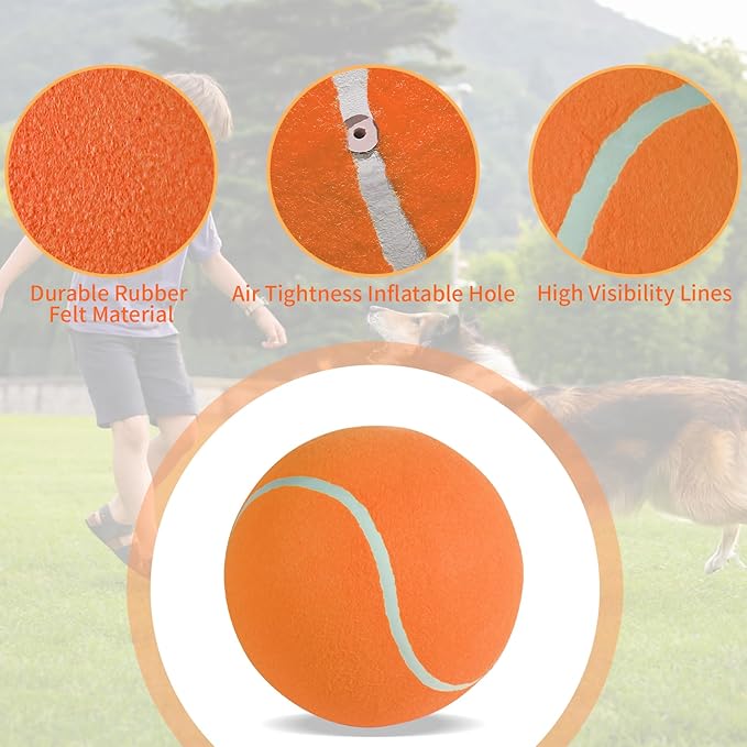 susu & wuwu Giant Tennis Ball for Dogs Yellow Big Tennis Ball for Dog Birthday Gift 9.5" Pet Toy Balls for Small/Medium/Large Dogs