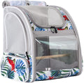 Bird Travel Carrier Backpack with Wooden Stand Perch, Small to Medium Bag to Carry Parrot Parakeet Conure Cockatiel (Multi-Colored, Bird Backpack)