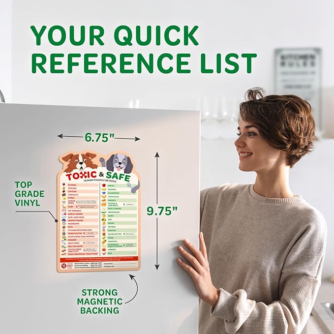 EBPP Magnetic List of Foods Dogs Can Eat - Dog Feeding Chart Fridge Magnet - Foods Dogs Shouldnt Eat Chart Decorative Magnets - Dog Safety Emergency Numbers Magnet - New Puppy Essentials 9.75" x 6.75"