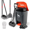 Dog Pooper Scooper, 7Pcs Set Poop Trash Can with Removable Inner Bucket, Long Handle Tray & Rake, 60 Waste Bags, Dog Waste Large Bin Waterproof for Outdoor, Backyard, Garden
