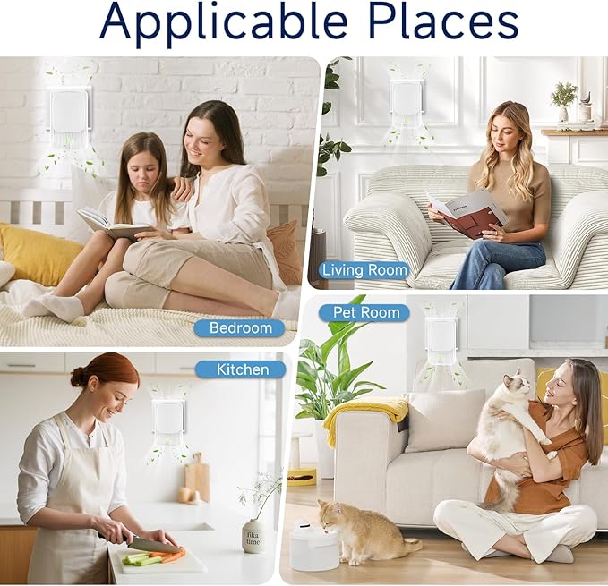 Plug In Negative Ion Air Purifier – 4 Pack Quiet Three-speed Adjustment Air Ionizers, Mini Air Fresheners for Home, Bedroom, Office, Kitchen, Portable Odor Eliminator for Smoke, Dust, Pet Smell