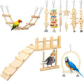 Morezi Bird Swing for cage Parakeet Parrot Swing Wood Hemp Rope Ladder Toy Play Gym Hanging Swing Parrot Perch Hammock Toy for Budgerigar Conure Cockatiel mynah Finches Small Medium Breeds 10pcs