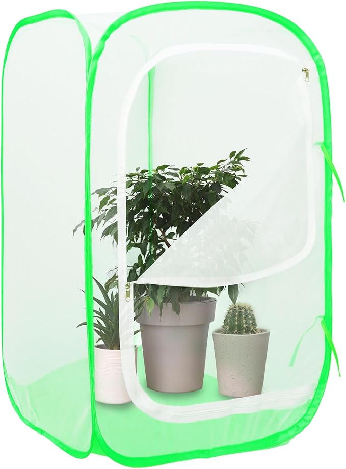 Mesh Plant Tent Enclosure, Pop-Up Cage Plant Cover, Outdoor Garden Protection Guard for Pests, Bird, Pest (16 x 16 x 24 Inches)