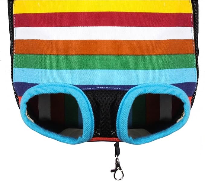 Pet Dog Puppy Cat Carrier Five Holes Backpack Double Shoulder Straps Canvas Cotton Front Chest Backpack Bag(Colourful, Large)