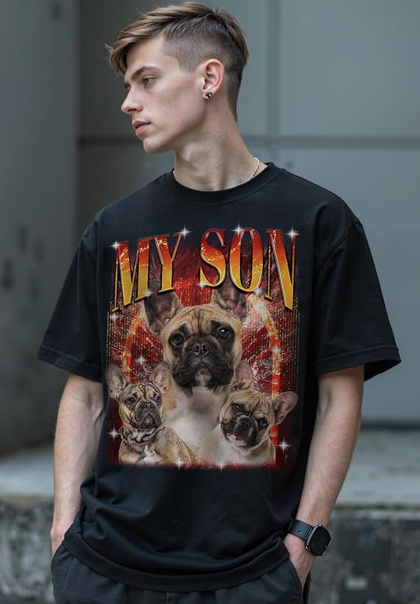 Custom Bootleg Rap Shirt with Photo Text, Vintage Custom Picture Shirt for Girlfriend, Boyfriend, Dad, Mom, Pet Lover Friend