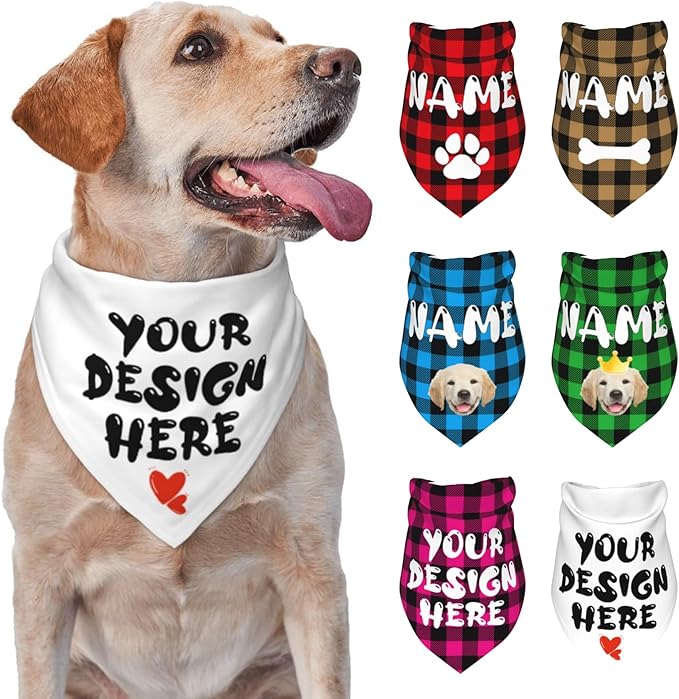Custom Dog Bandana Add Your Text Photo Name Personalized Neckwear Bandanas Soft Customized Pet Scarf with Your Design Funny Gifts for Cat Dog Pet Style 06