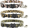 Breakaway Cat Collars with Bell, Set of 3, Durable & Safe Cute Kitten Collars Safety Adjustable Kitty Collar for Cat Puppy 7.5-11in (Leopard)