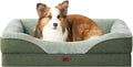 EHEYCIGA Orthopedic Dog Bed for Medium Dog, 35x22x6.5 Inch Memory Foam Dog Couch Bed with Sides, Waterproof Liner & Washable Removable Cover, Bolster Pet Sofa, Green