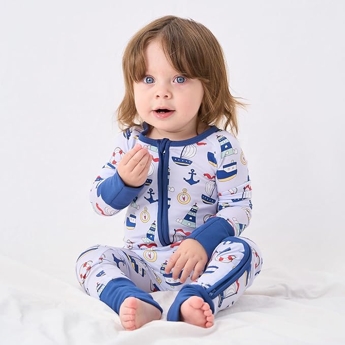 pureborn Baby Infant Boys Girls Sleeper Snug Fit Viscose from Bamboo Pajamas Zipper Pjs 0-24 Months