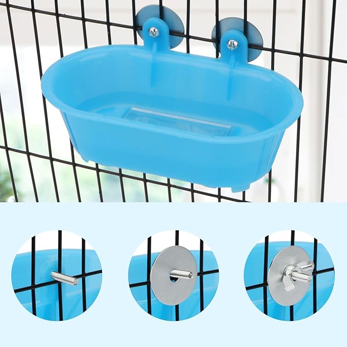 Hypeety Bird Bath with Mirror Portable Bird Bath Bird Bathroom for Pet Parrots Bathing Tub Bath Box Bird Shower Bathtub Accessories (Blue-Bird Bathtub)