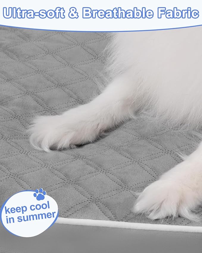 KSIIA Orthopedic Dog Bed for Small Dogs with Removable Machine Washable Cover Waterproof Crate Pad with Egg Crate Foam and Non-Slip Bottom, 23x17 Inch, Light Gray