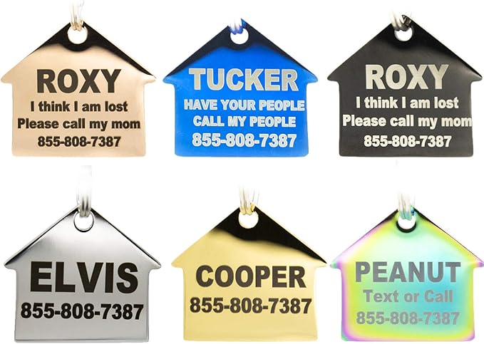Engraved Dog Tags Personalized - Stainless Steel Engraved Dog Cat ID Tags Front & Back up to 8 Lines of Text Color Plating Gold, Rose Gold, Blue, Black, Nebula by PetANTastic