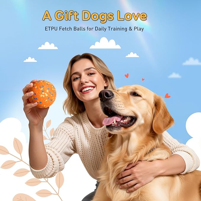 Dog Balls Tennis Ball for Aggressive Chewers, Dog Bouncy Balls Chew Toys Water Toy Fetch Ball for Large Medium Small Puppies, 3 Pack 3.15''