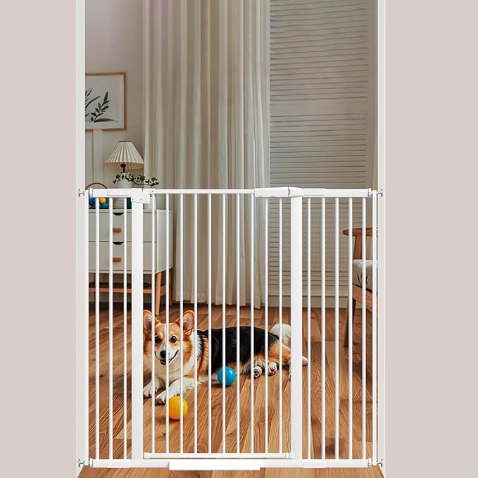 40.55" Tall, 34.05-45.86 Inch Wide, 1.37" Ultra Narrow Spacing Dog Pet Baby Gate Indoor for Doorway Hallway, Pressure Mounted 35 36 37 38 39 40 41 42 43 44 45 Inches Wide