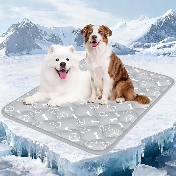 Rywell Dog Cooling Mat 2.0, Elegant Grey, 59"*40" Thick & Durable Cooling Mat for Extra Large Dogs, Extended Cooling with Waterproof & Color-Changing Arc-Chill Fiber (Q-Max>0.5), Ideal for Summer