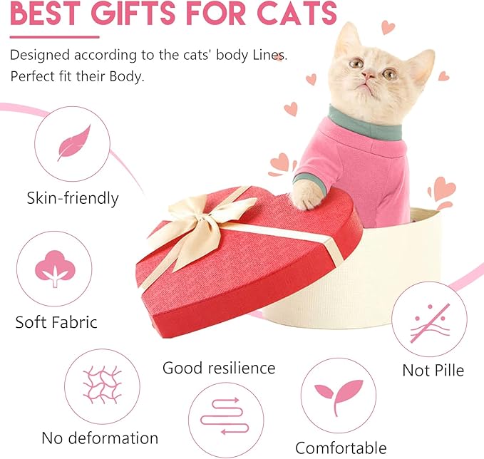Sticky Cat Clothes Stretchy, Sphynx Hairless Sweater & Pajamas for Cats only, Soft Cat Onesie for Cats After Surgery Female Male & Hair Loss Prevention, Pink L